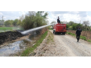 Su Kanalı Kenarında Alev Alan Sazlıklar Kısa Sürede Söndürüldü