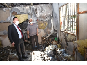 Başkan Beyoğlu Yangında Hasar Gören Muhtarlık Bürosunu Ziyaret Etti