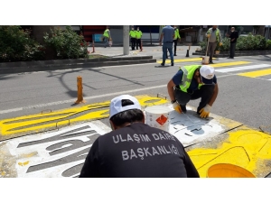 Sokağa Çıkma Kısıtlamasında Yol Şeritleri Yenilendi