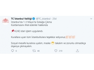 İstanbul’da Sokağa Çıkma Kısıtlamasını İhlal Eden 4 Bin 242 Kişiye İdari İşlem Uygulandı