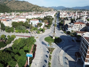 Ortaca’da Sokağa Çıkma Kısıtlaması Drone İle Havadan Görüntülendi