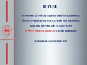İçişleri Bakanlığı’ndan Şehirler Arası Giriş Ve Çıkış Kısıtlaması Uzatıldı