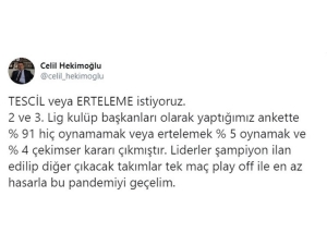Celil Hekimoğlu: "Tescil Veya Erteleme İstiyoruz"