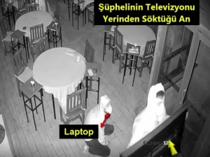 Cerrahi Maskeli Televizyon Hırsızları Güvenlik Kamerasında