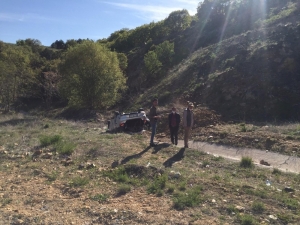 Otomobil Takla Attı, Sürücü Kazayı Yara Almadan Atlattı