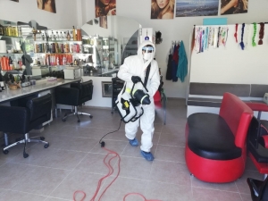 Marmaris’te Salonlar Dezenfekte Edildi