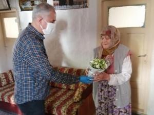 Kapı Kapı Dolaşarak Çiçek Hediye Etti