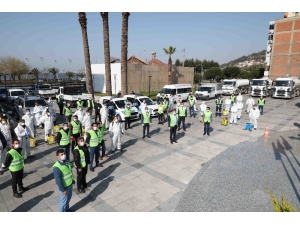 Bayraklı’da 24 Mahalleye 2 Bin 100 Ton Dezenfektan