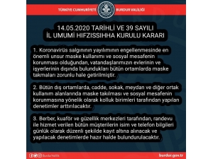 Burdur’da Sokakta Maske Zorunluluğu Getirildi