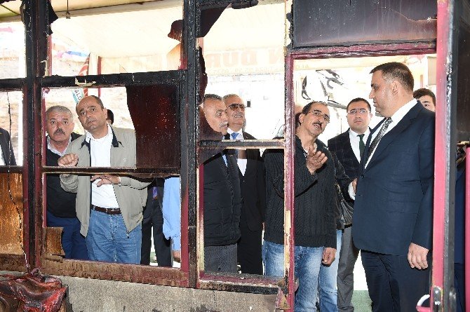 Başkan Can’dan, İş Yerleri Yanan Esnafa Ziyaret