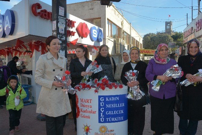Ak Kadınlar Karanfil Dağıttı