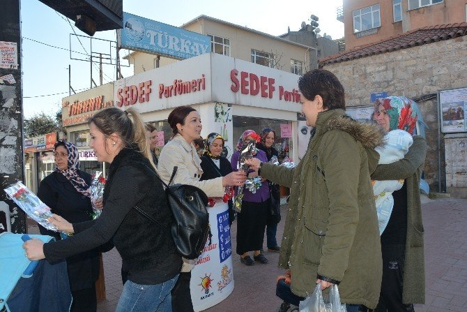 Ak Kadınlar Karanfil Dağıttı