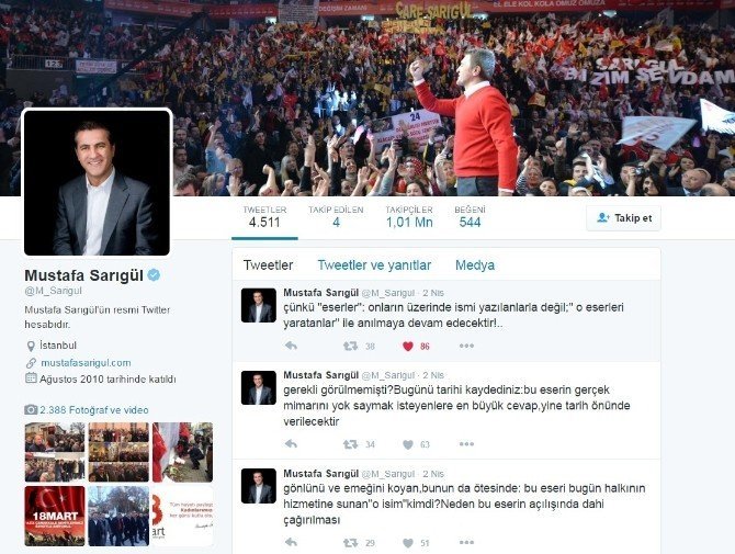Mustafa Sarıgül’den Sitem