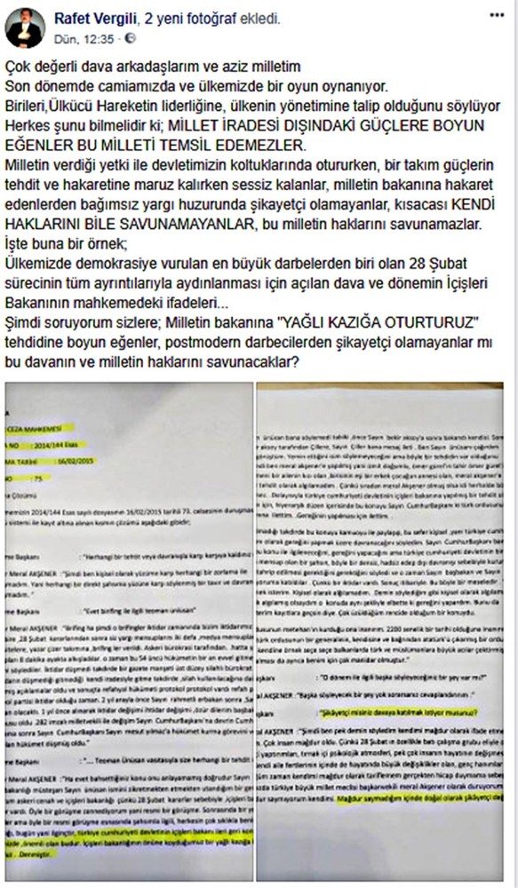 Mhp’li Belediye Başkanı Vergili’den Akşener’e ’28 Şubat’ Göndermesi