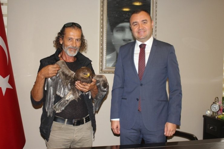 Denize Düşen Kartalı Balıkçılar Kurtardı