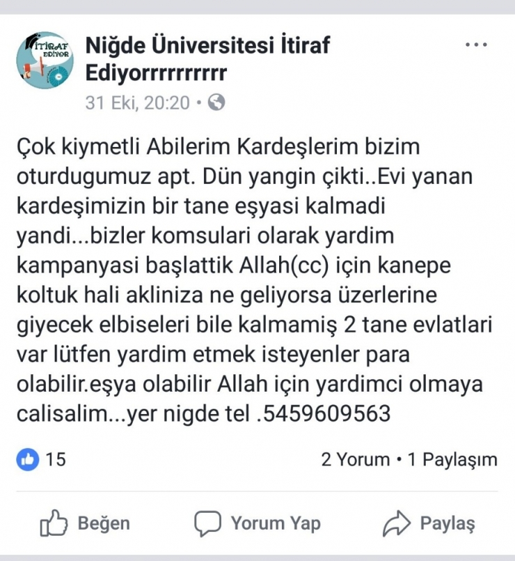Evi Yanan Aileye Komşuları Sahip Çıktı