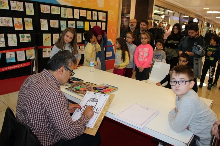 Demirhindi, Samsunlu Çocukların Karikatürlerini Çizdi