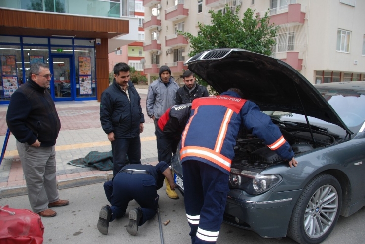 Aracın Motoruna Giren Yavru Kedi 2 Saatte Kurtarıldı