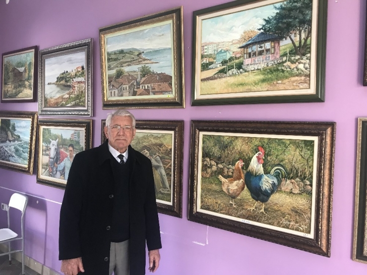 71 Yaşındaki Ressam Fırçasıyla Alaplı’yı Tanıtıyor