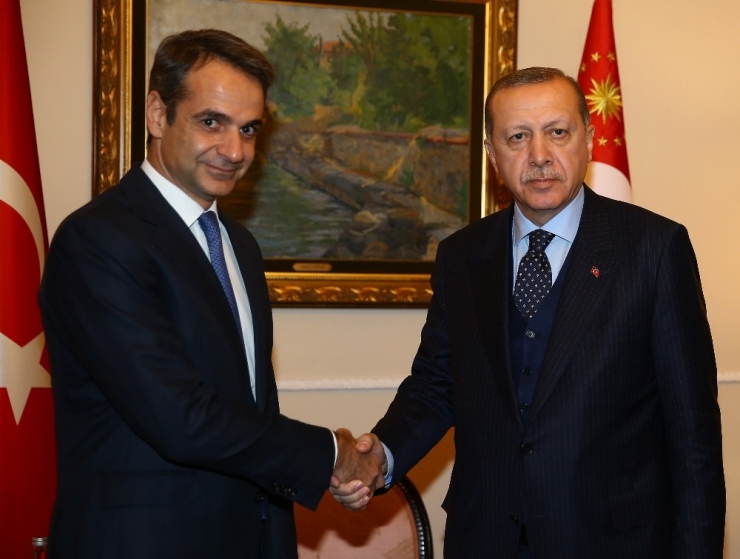 Cumhurbaşkanı Erdoğan, Yunanistan Ana Muhalefet Partisi Lideri Mitsotakis İle Görüştü