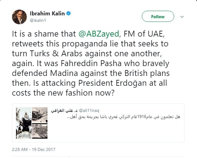 Bae Dışişleri Bakanından Türkler’e Hakaret İçerikli Paylaşım