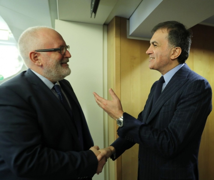 Ab Bakanı Çelik, Timmermans İle Görüştü