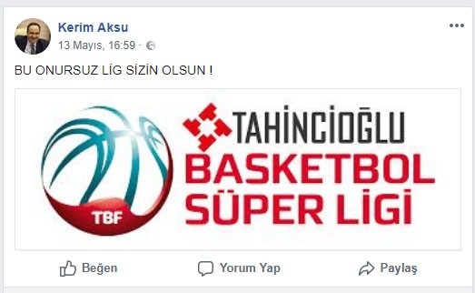 Basketbol Federasyonu Kerim Aksu’yu Disipline Sevk Etti