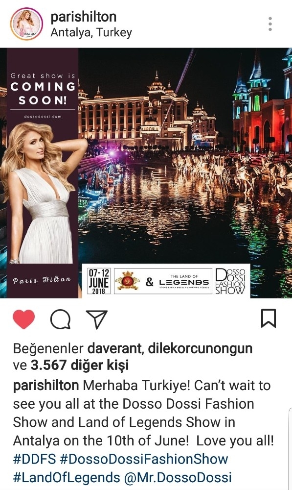 Paris Hilton’dan Mesaj Var: “Merhaba Türkiye, Hepinizi Seviyorum"