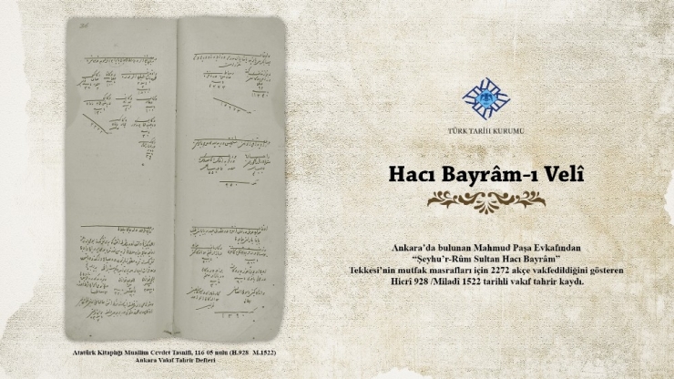 Türk Tarih Kurumu’ndan "Belgelerle Hacı Bayram-ı Velî" Sergisi
