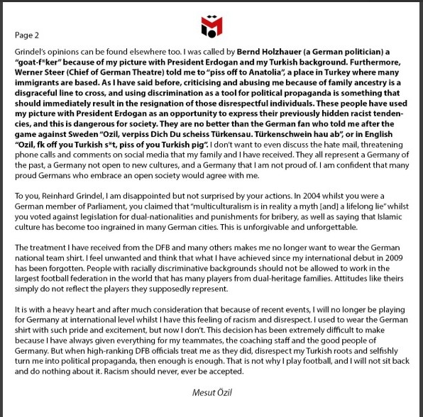 Mesut Özil, Almanya Milli Takımı’nı Bıraktı