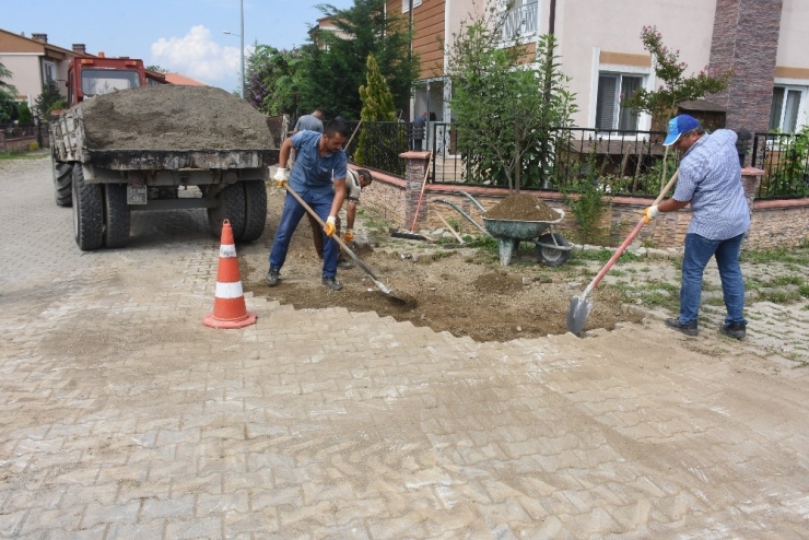 Düzce’de Zarar Gören Kaldırımlar Onarılıyor