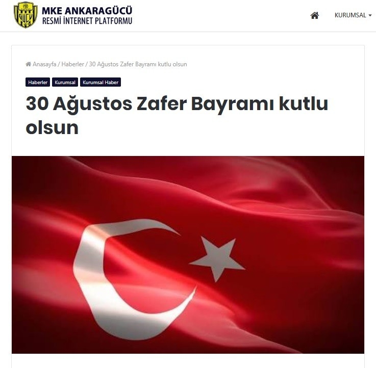 Ankaragücü Ve Gençlerbirliği’nden “30 Ağustos” Mesajı