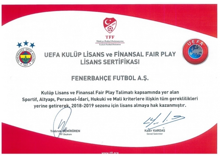 Fenerbahçe Uefa Lisansı Aldı