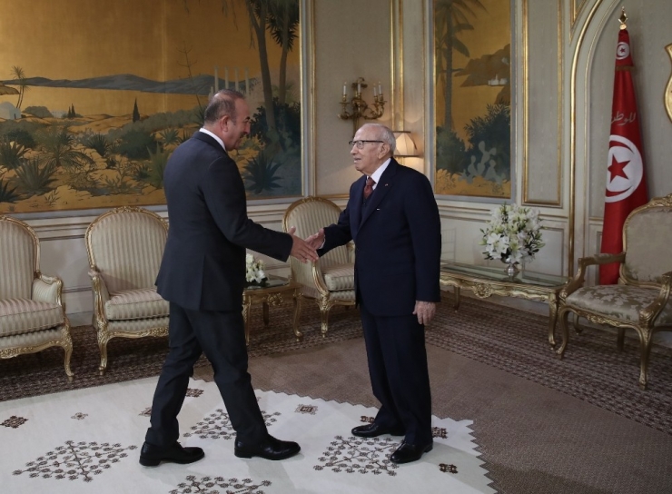 Bakan Çavuşoğlu, Tunus Cumhurbaşkanı Es-sibsi Tarafından Kabul Edildi