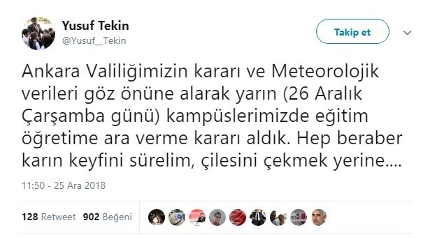 Ankara’da Üniversite Eğitimine Kar Molası