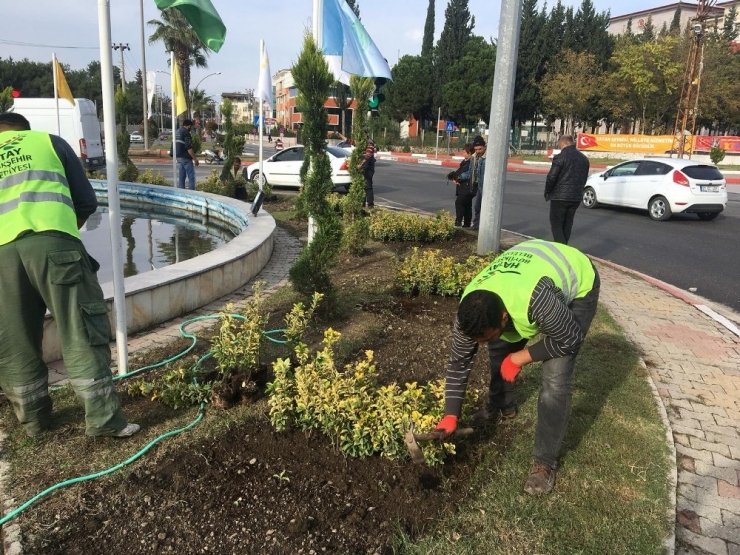 Dörtyol’da Refüjlerde Çiçek Ve Ağaçlandırma Çalışması