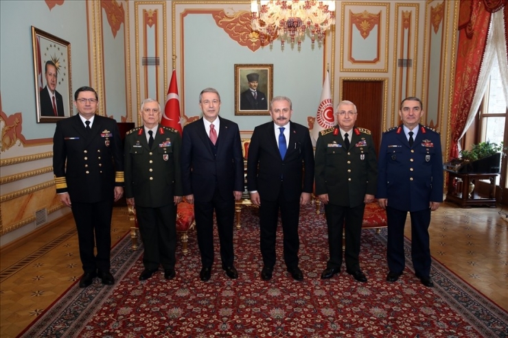 Bakan Akar Ve Beraberindeki Komutanlardan Tbmm Başkanı Şentop’a Ziyaret