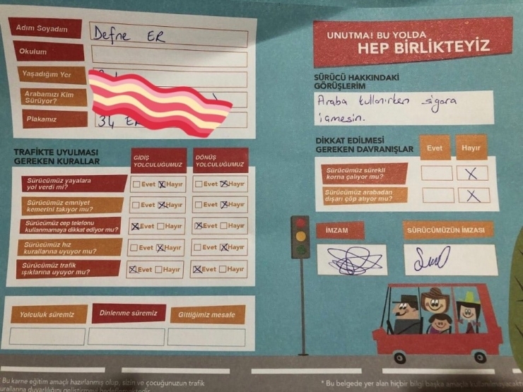 Çocuklardan Sürücülere Karne Notu