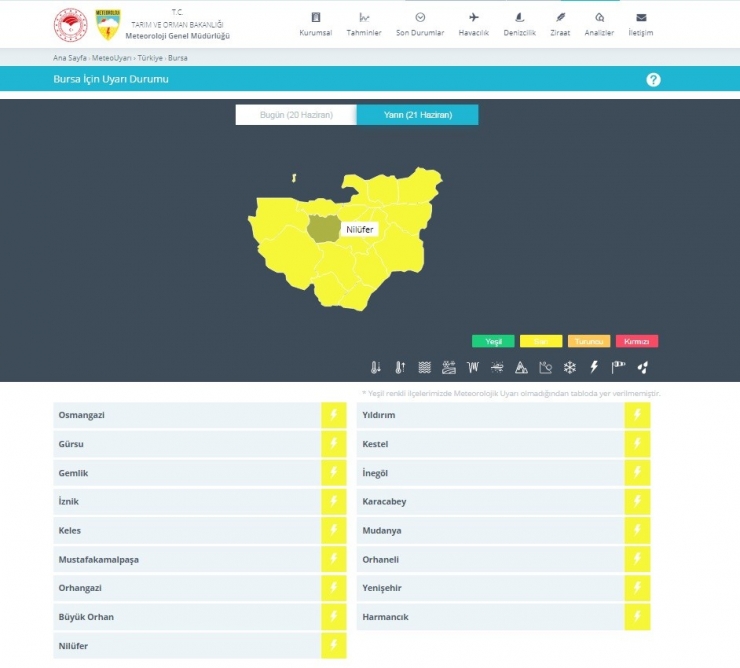 Meteorolojiden Bursa İçin Yağmur İkazı