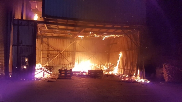 Palet İmalathanesindeki Konteynerler Alev Alev Yandı