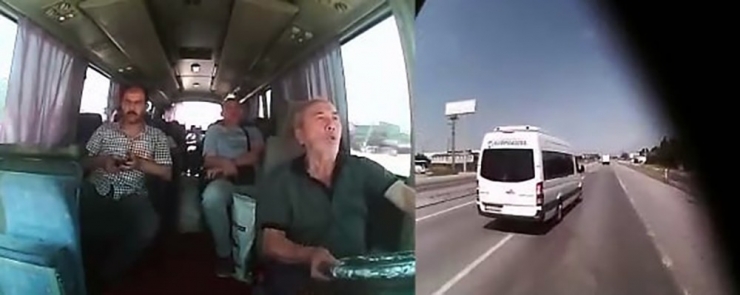 İşçi Servisinin Devrilme Anı Servis Kamerasına Yansıdı