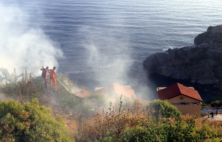 Villaların Yamacında Korkutan Muz Bahçesi Yangını
