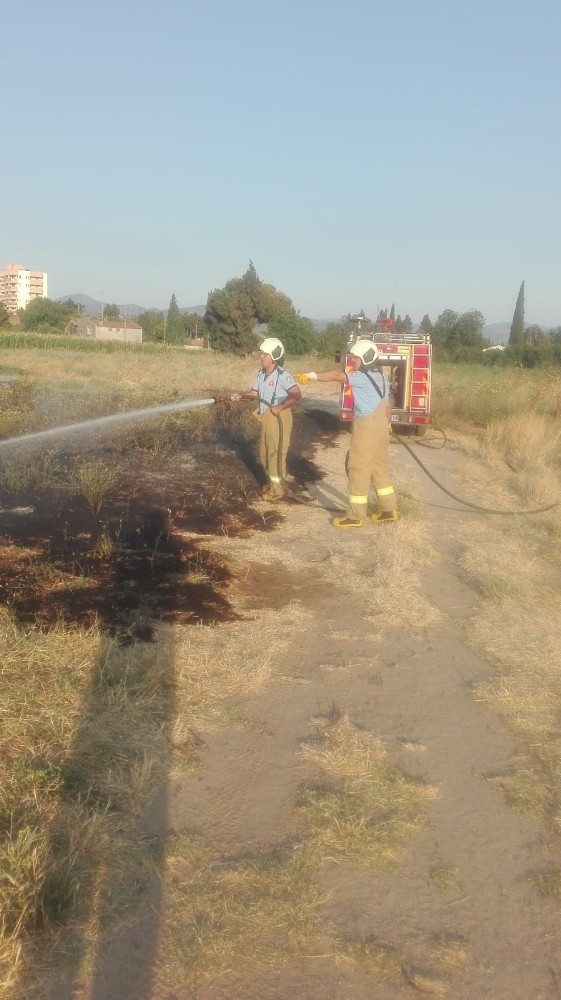 Burhaniye’de Sulama Motorundan Çıkan Ot Yangını Korkuttu