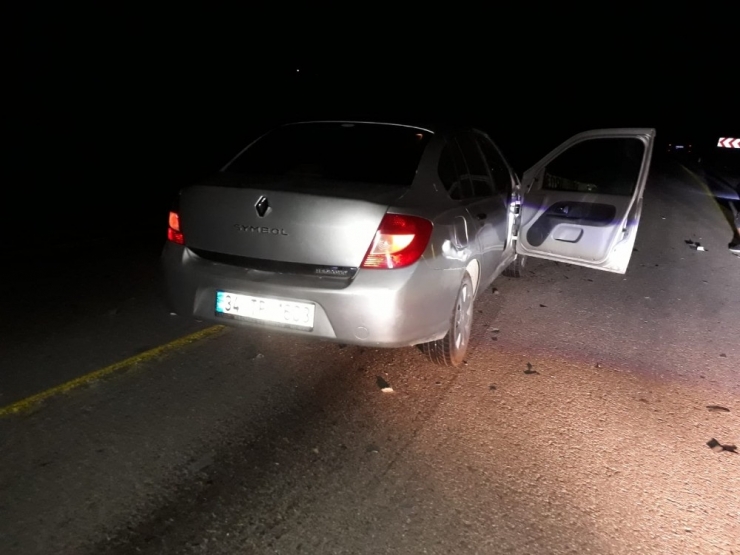 Büyükbaş Hayvana Çarpan Otomobil, Kanala Düştü