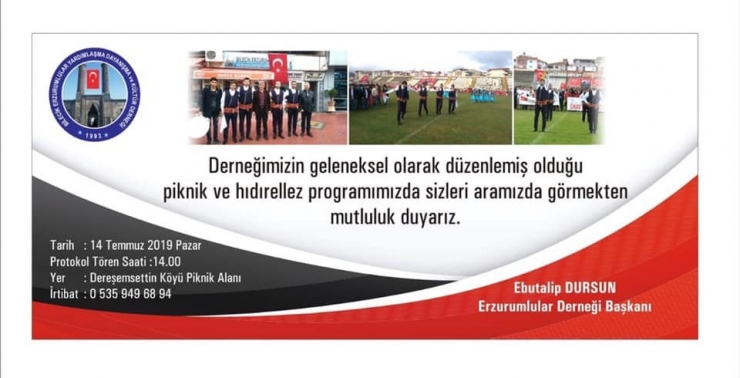 Erzurumlular Piknikte Bir Araya Gelecekler