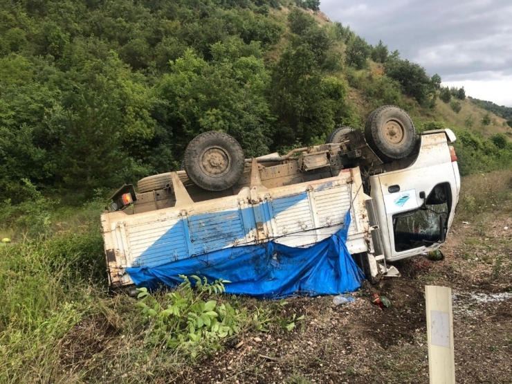 Karpuz Yüklü Kamyonet Devrildi 2 Yaralı