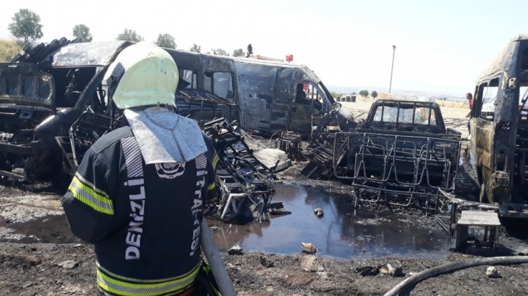 Anız Yangını Yediemin Deposuna Sıçradı, Hurda Araçlar Yandı