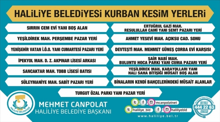 Haliliye’de Kurban Kesim Ve Satış Yerleri Belirlendi