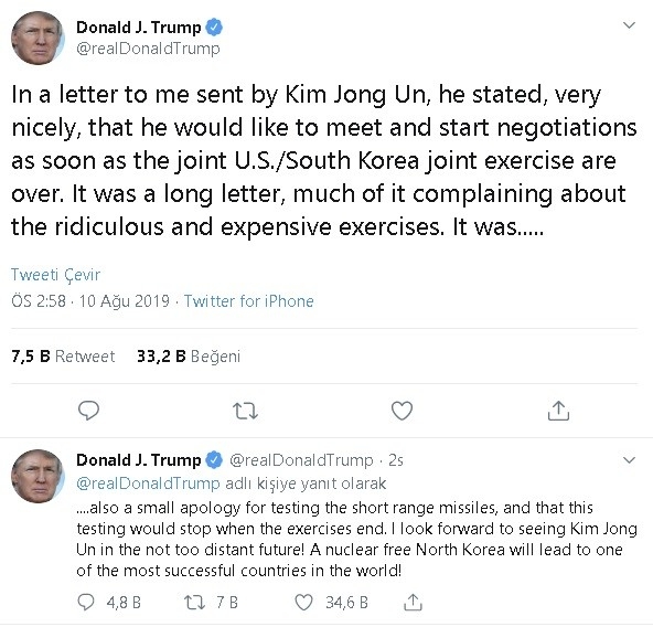 Abd Başkanı Trump: "Kim Jong Un’u Görmeyi Dört Gözle Bekliyorum”