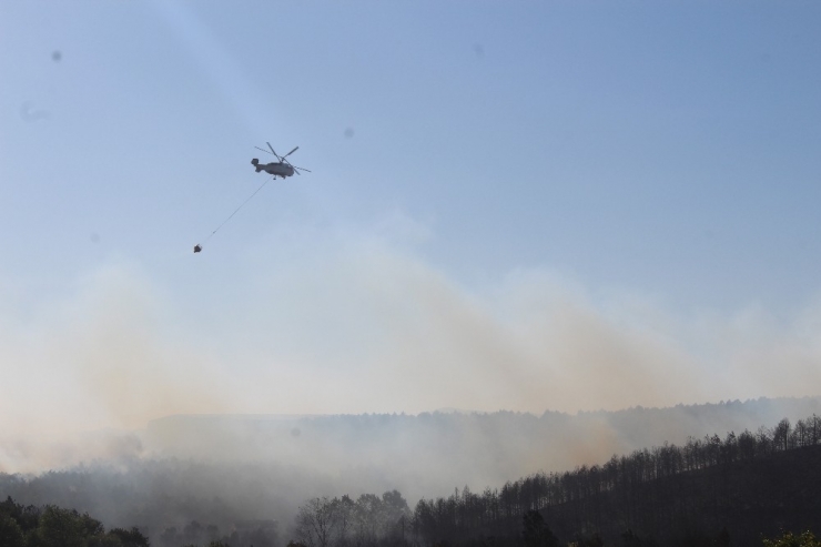 Fabrikaya Sıçrayan Orman Yangınına Müdahale Sürüyor